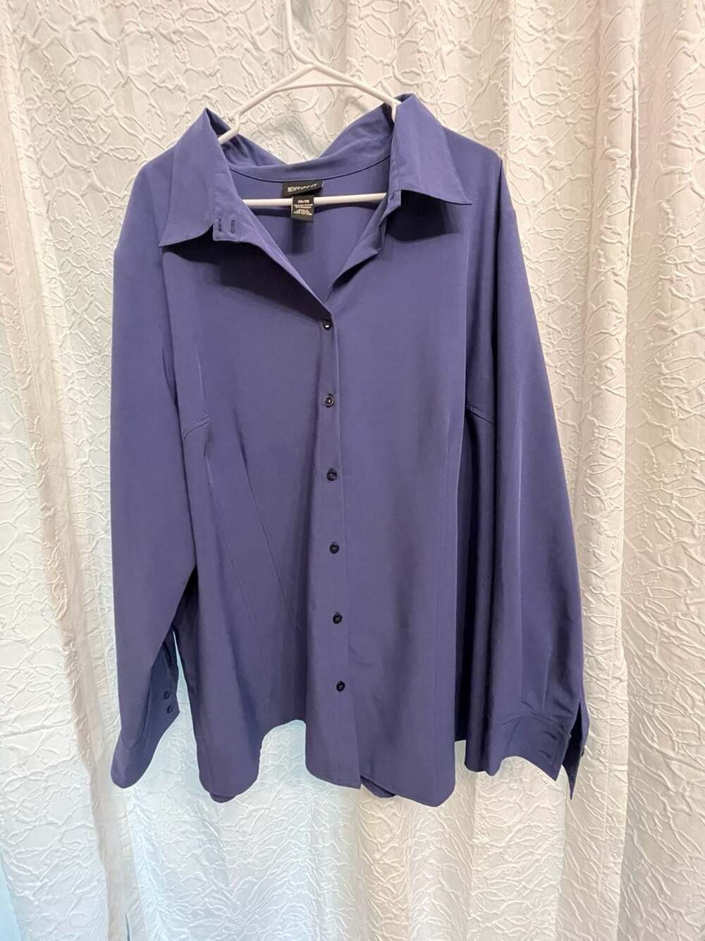 Lane Bryant Button Up Shirt Size 26/28 Purple Long Sleeve Career Blouse